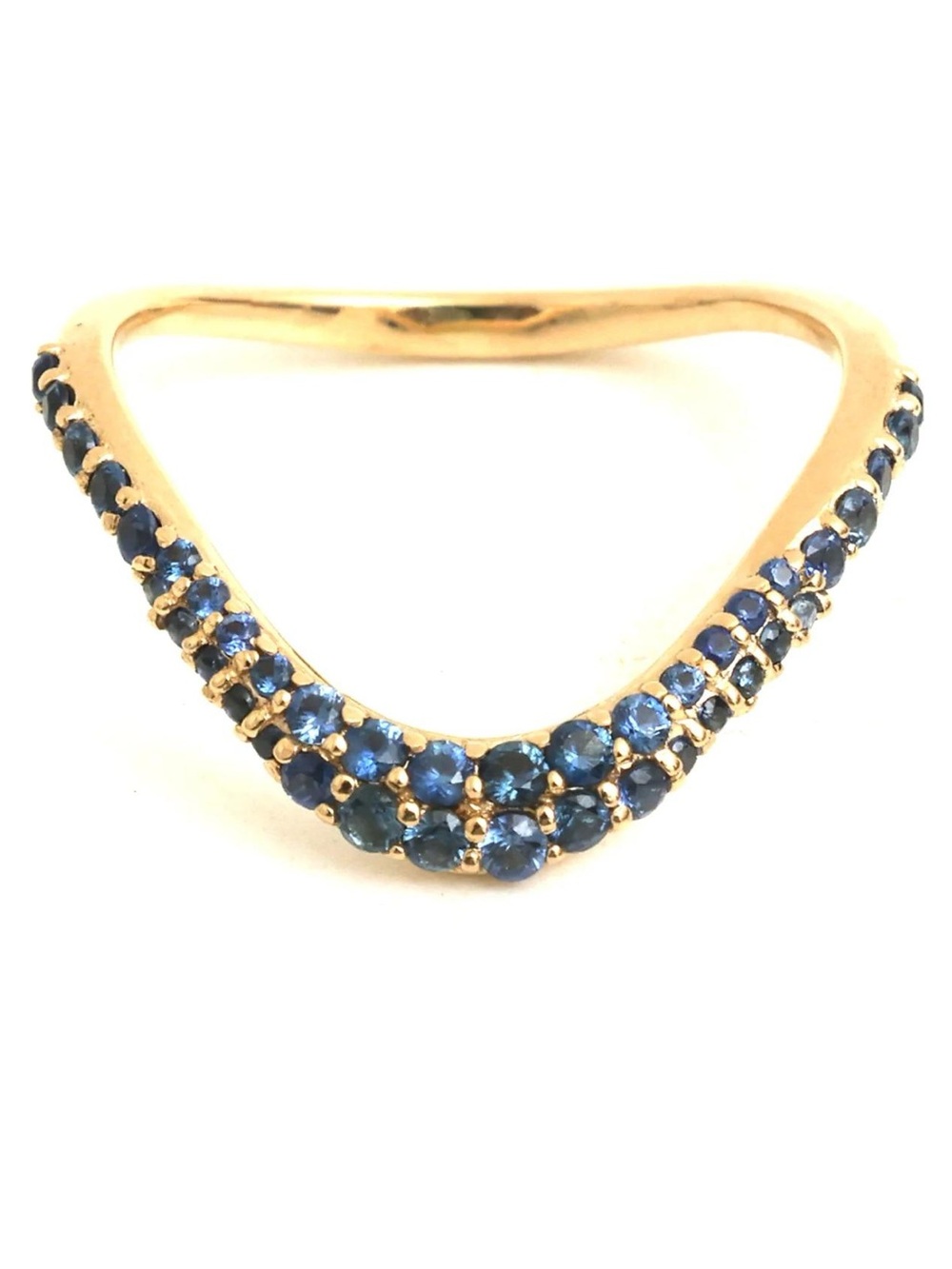14K Solid Yellow Gold Blue Sapphire & Diamond Ring Size 3.5